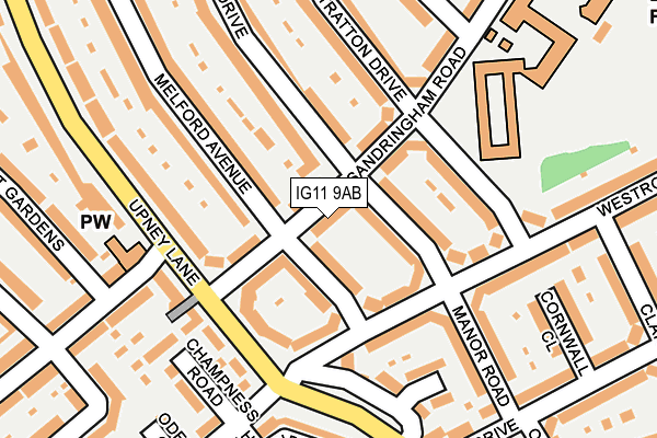 IG11 9AB map - OS OpenMap – Local (Ordnance Survey)