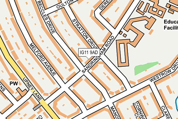 IG11 9AD map - OS OpenMap – Local (Ordnance Survey)