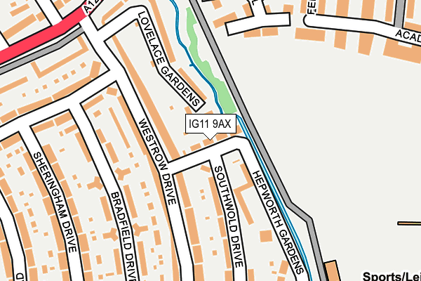 IG11 9AX map - OS OpenMap – Local (Ordnance Survey)