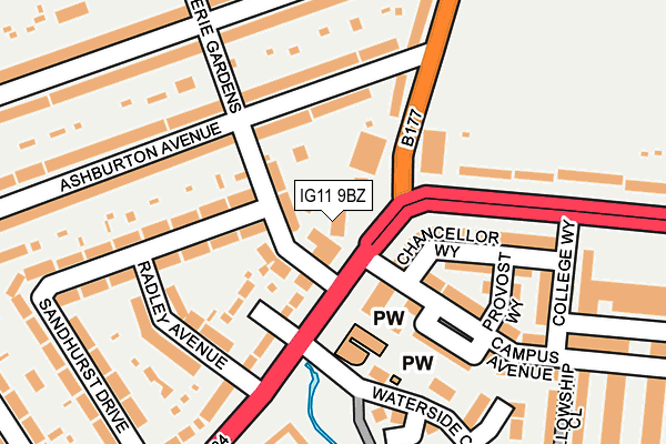 IG11 9BZ map - OS OpenMap – Local (Ordnance Survey)