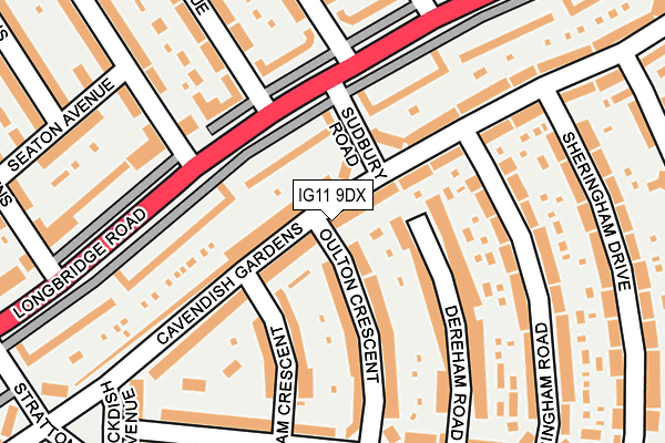 IG11 9DX map - OS OpenMap – Local (Ordnance Survey)