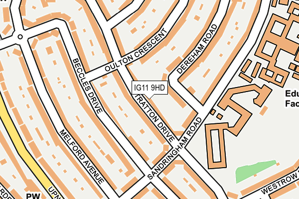 IG11 9HD map - OS OpenMap – Local (Ordnance Survey)