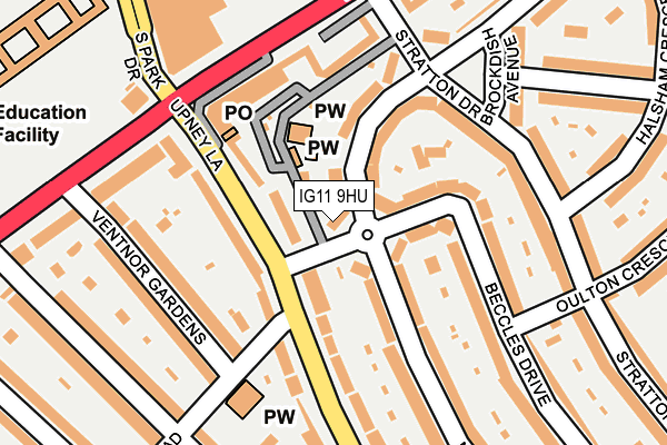 IG11 9HU map - OS OpenMap – Local (Ordnance Survey)
