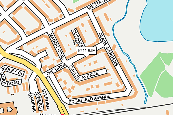 IG11 9JE map - OS OpenMap – Local (Ordnance Survey)