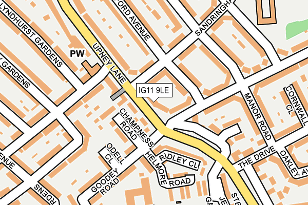 IG11 9LE map - OS OpenMap – Local (Ordnance Survey)