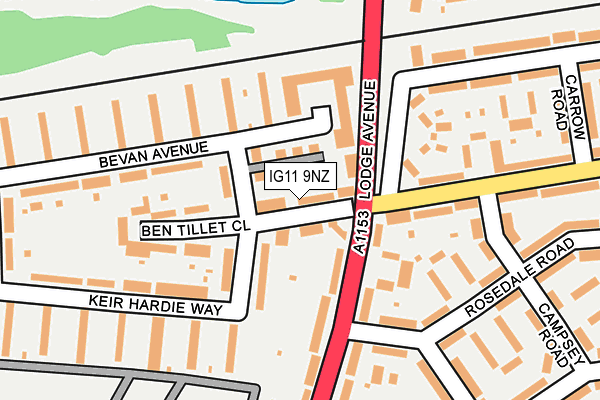 IG11 9NZ map - OS OpenMap – Local (Ordnance Survey)