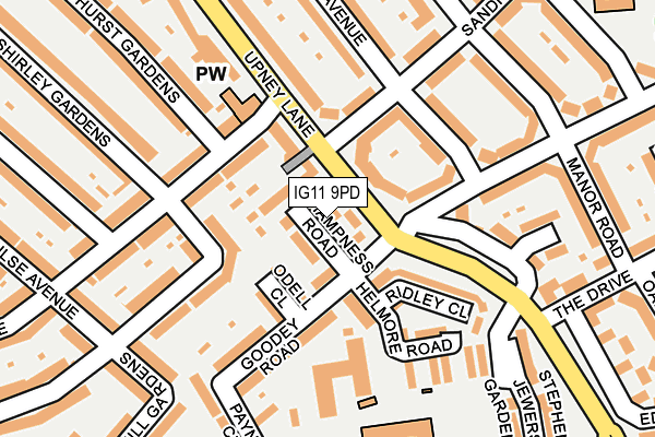IG11 9PD map - OS OpenMap – Local (Ordnance Survey)