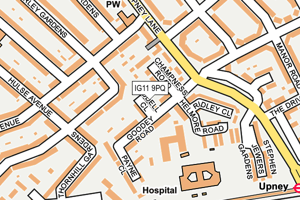 IG11 9PQ map - OS OpenMap – Local (Ordnance Survey)