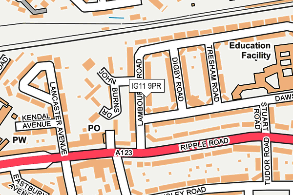 IG11 9PR map - OS OpenMap – Local (Ordnance Survey)