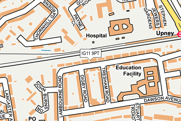 IG11 9PT map - OS OpenMap – Local (Ordnance Survey)