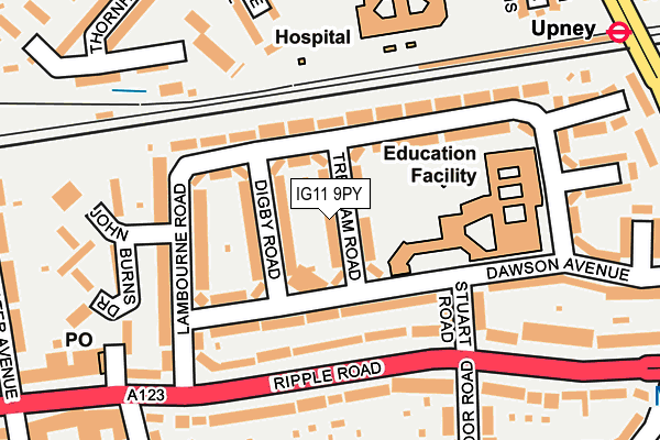 IG11 9PY map - OS OpenMap – Local (Ordnance Survey)