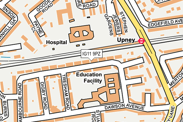 IG11 9PZ map - OS OpenMap – Local (Ordnance Survey)
