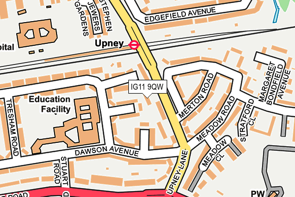 IG11 9QW map - OS OpenMap – Local (Ordnance Survey)