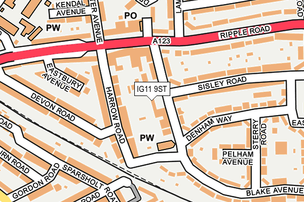 IG11 9ST map - OS OpenMap – Local (Ordnance Survey)