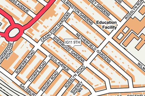 IG11 9TH map - OS OpenMap – Local (Ordnance Survey)