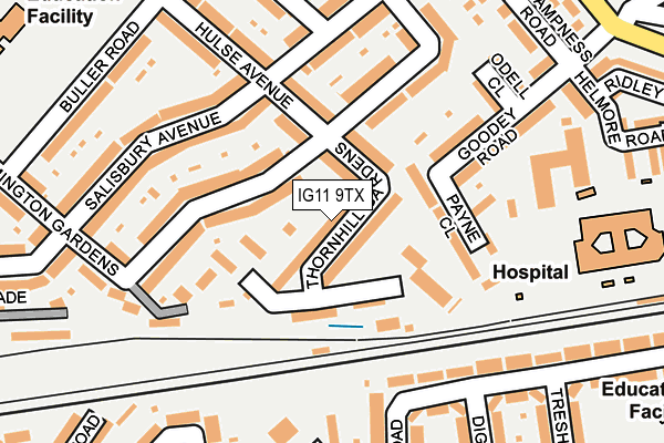 IG11 9TX map - OS OpenMap – Local (Ordnance Survey)