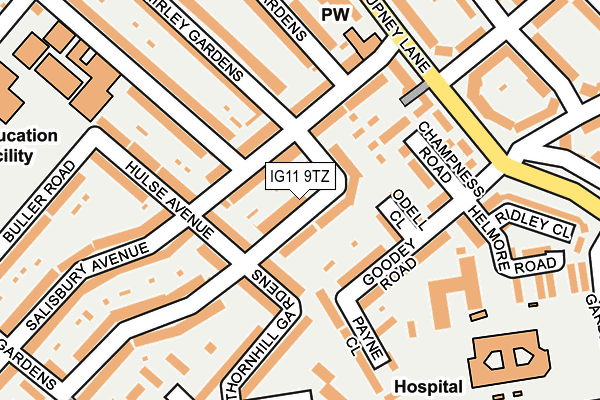IG11 9TZ map - OS OpenMap – Local (Ordnance Survey)