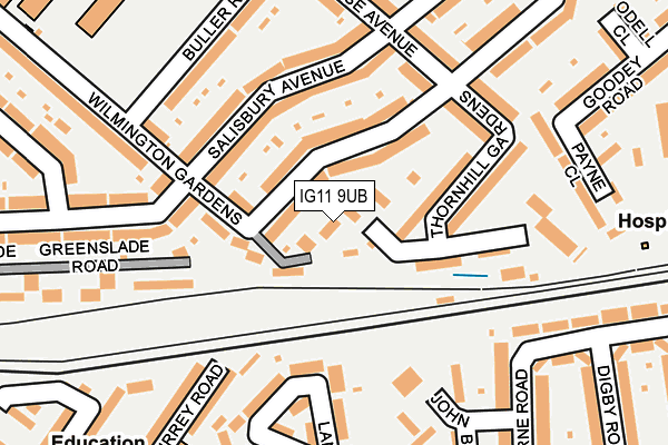 IG11 9UB map - OS OpenMap – Local (Ordnance Survey)