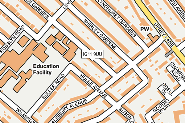 IG11 9UU map - OS OpenMap – Local (Ordnance Survey)