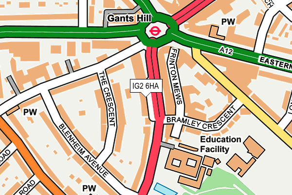 Map of MH GANTS HILL LTD at local scale
