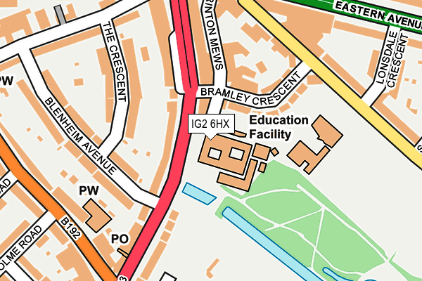 IG2 6HX map - OS OpenMap – Local (Ordnance Survey)