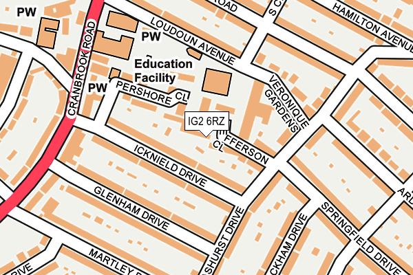 IG2 6RZ map - OS OpenMap – Local (Ordnance Survey)