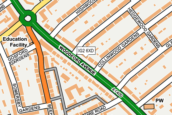 IG2 6XD map - OS OpenMap – Local (Ordnance Survey)