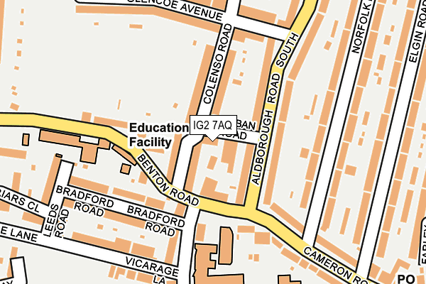 IG2 7AQ map - OS OpenMap – Local (Ordnance Survey)