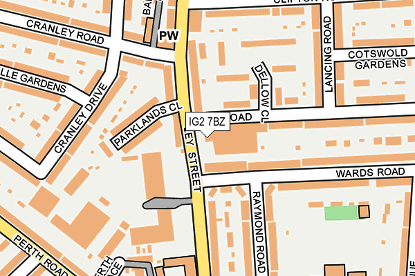IG2 7BZ map - OS OpenMap – Local (Ordnance Survey)