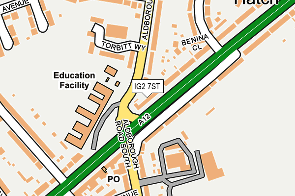IG2 7ST map - OS OpenMap – Local (Ordnance Survey)