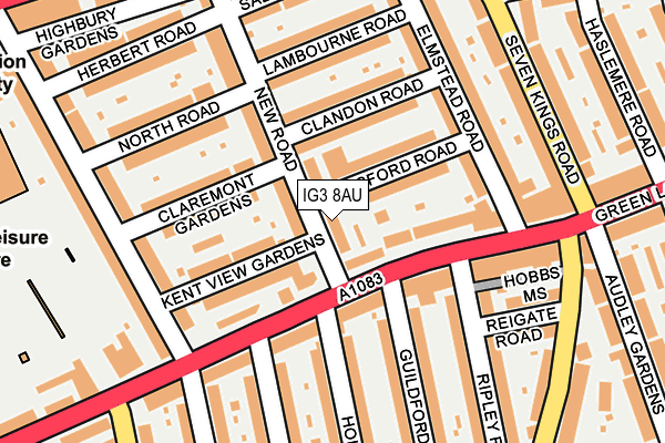 IG3 8AU map - OS OpenMap – Local (Ordnance Survey)
