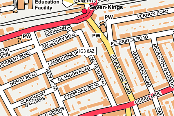 IG3 8AZ map - OS OpenMap – Local (Ordnance Survey)