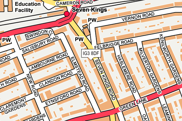 IG3 8DF map - OS OpenMap – Local (Ordnance Survey)