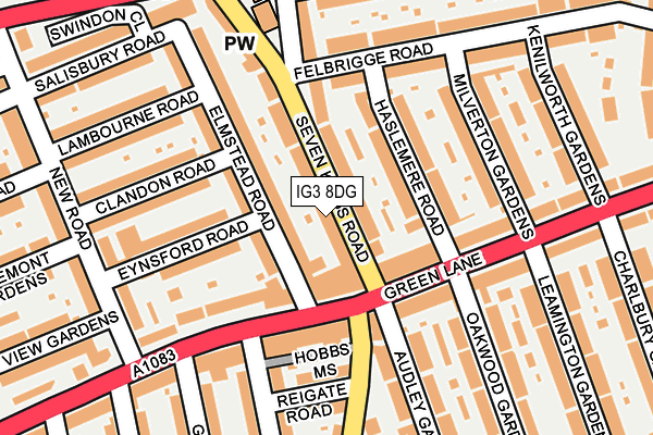 IG3 8DG map - OS OpenMap – Local (Ordnance Survey)