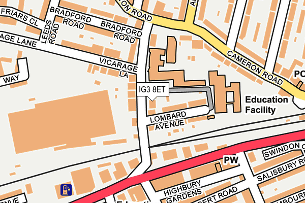 IG3 8ET map - OS OpenMap – Local (Ordnance Survey)