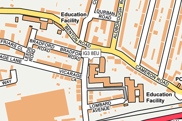 IG3 8EU map - OS OpenMap – Local (Ordnance Survey)