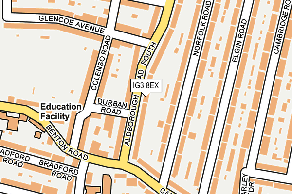 IG3 8EX map - OS OpenMap – Local (Ordnance Survey)
