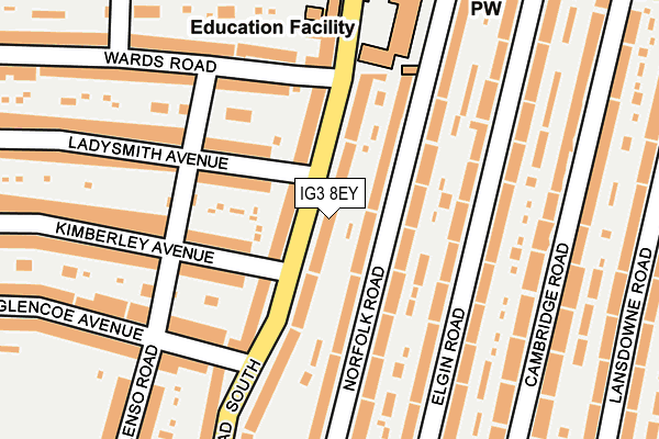 IG3 8EY map - OS OpenMap – Local (Ordnance Survey)