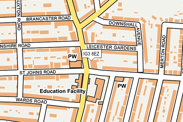 IG3 8EZ map - OS OpenMap – Local (Ordnance Survey)