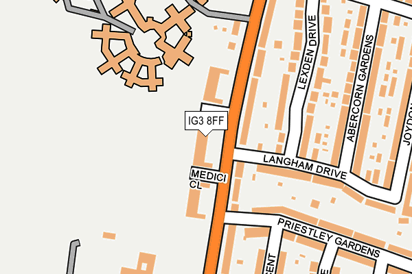 IG3 8FF map - OS OpenMap – Local (Ordnance Survey)