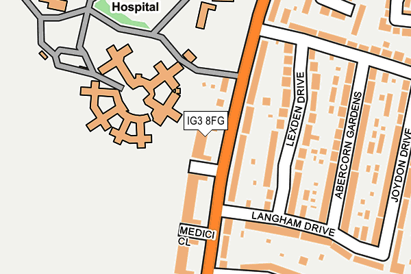 IG3 8FG map - OS OpenMap – Local (Ordnance Survey)