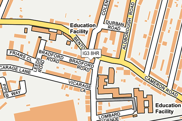 IG3 8HR map - OS OpenMap – Local (Ordnance Survey)