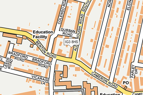 IG3 8HS map - OS OpenMap – Local (Ordnance Survey)