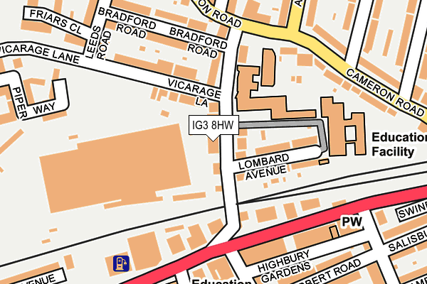 IG3 8HW map - OS OpenMap – Local (Ordnance Survey)