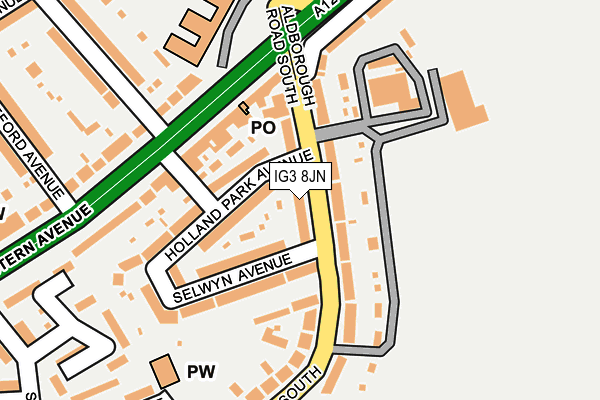 IG3 8JN map - OS OpenMap – Local (Ordnance Survey)