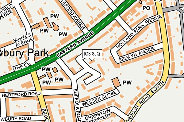 IG3 8JQ map - OS OpenMap – Local (Ordnance Survey)