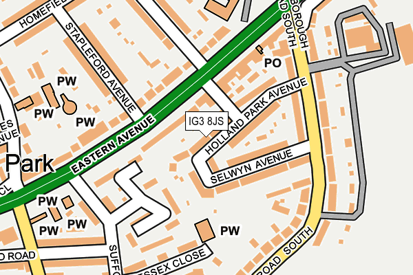 IG3 8JS map - OS OpenMap – Local (Ordnance Survey)