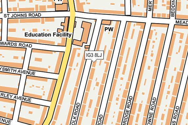IG3 8LJ map - OS OpenMap – Local (Ordnance Survey)