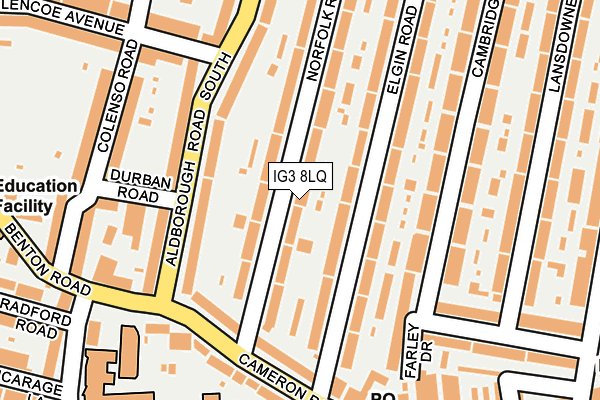 IG3 8LQ map - OS OpenMap – Local (Ordnance Survey)