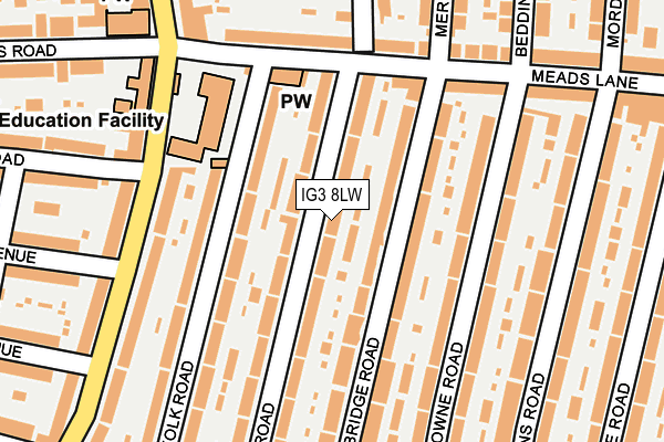 IG3 8LW map - OS OpenMap – Local (Ordnance Survey)
